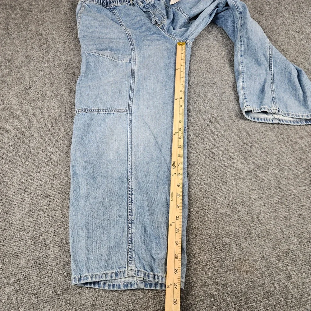 Lucky Brand Womens XS Light Wash Wide Leg Elastic Waist Utility Denim Jeans NWT